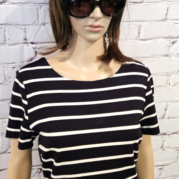 BANANA REPUBLIC, Navy and white short sleeve striped dress - Picture 6 of 15